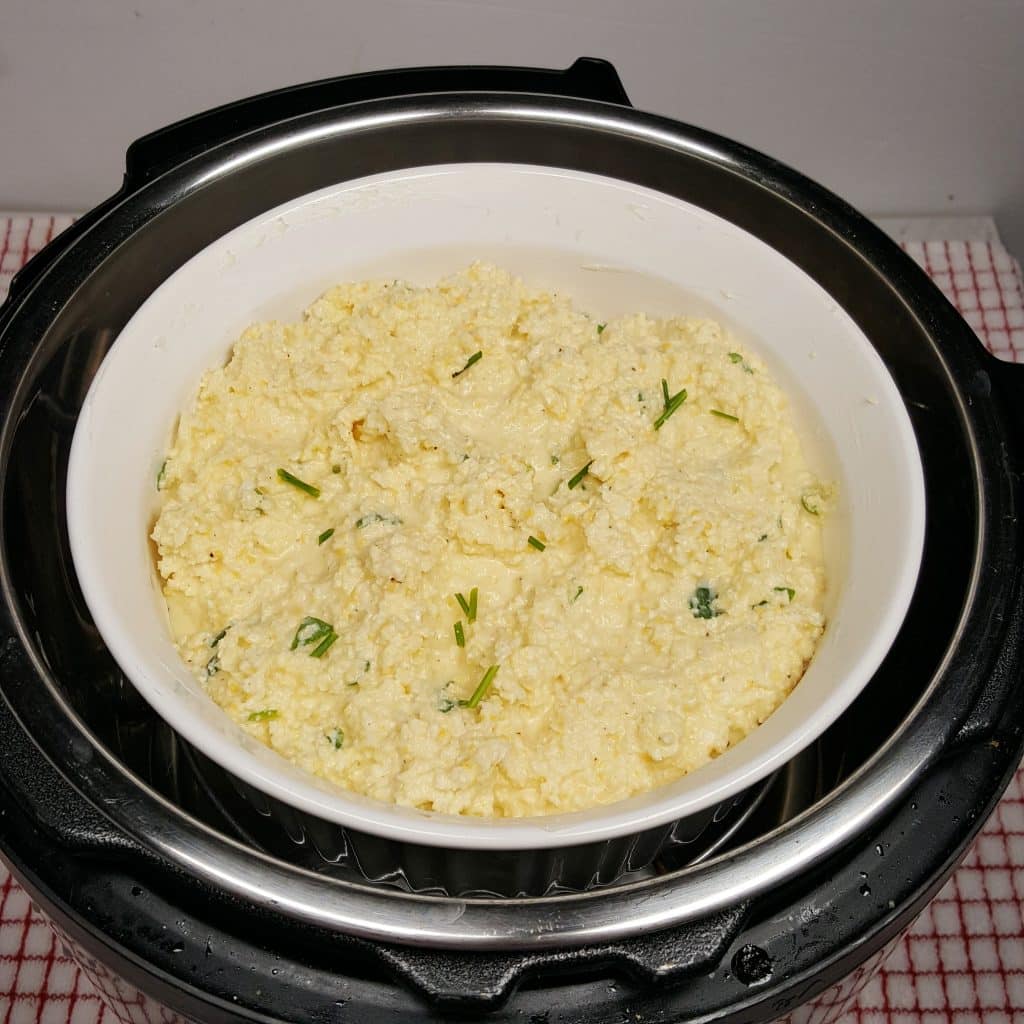 Lower Casserole Dish into Instant Pot