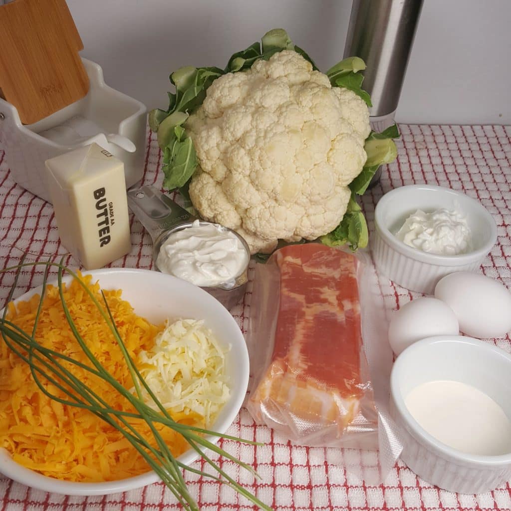Cast of Ingredients for Pressure Cooker Cauliflower Soufflé
