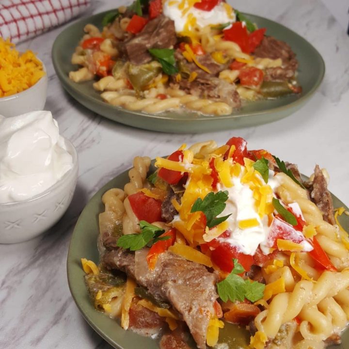 Tex Mex Instant Pot Steak Fajitas Pasta This Old Gal