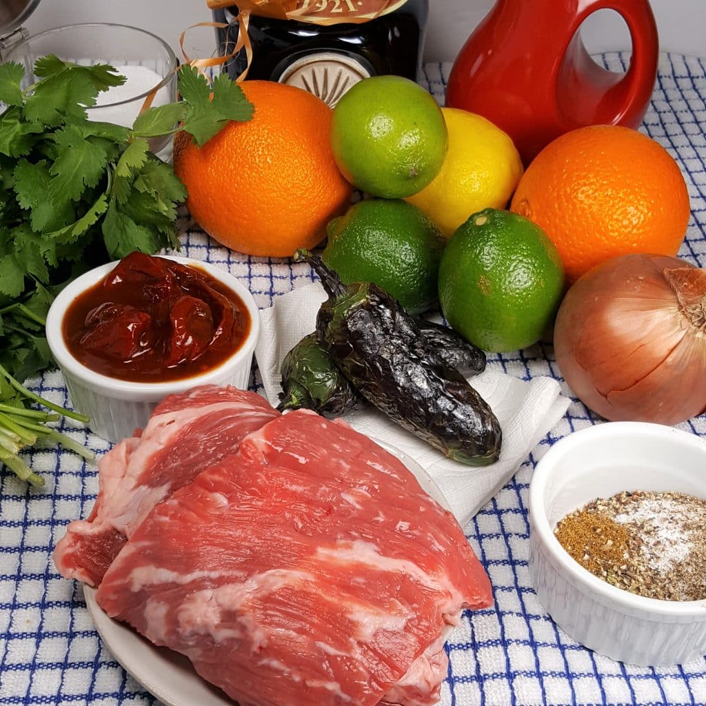 Cast of Ingredients for Air Fryer Carne Asada Recipe