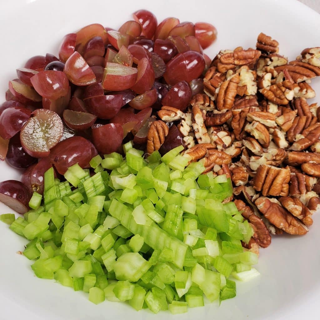 Dice up Grapes, Celery and Pecans