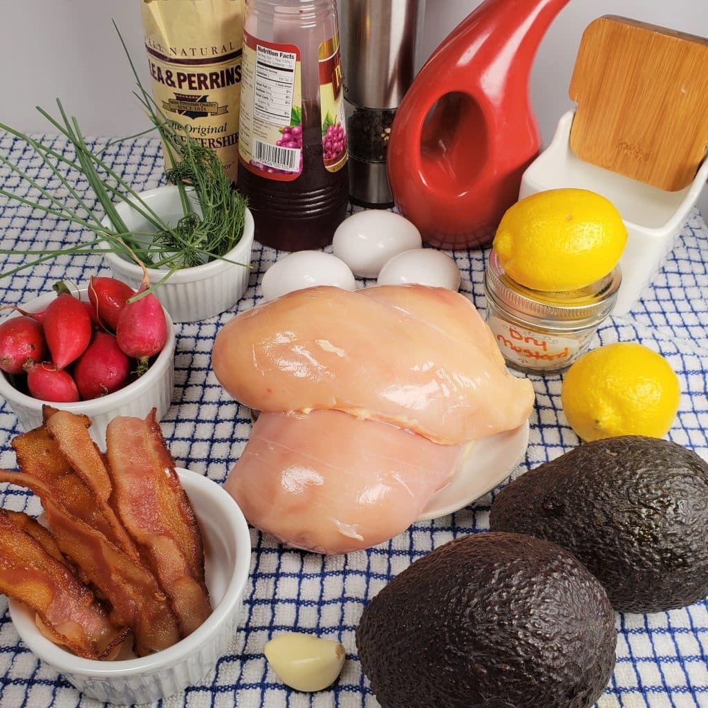 Cast of Ingredients for Instant Pot Avocado Chicken Salad