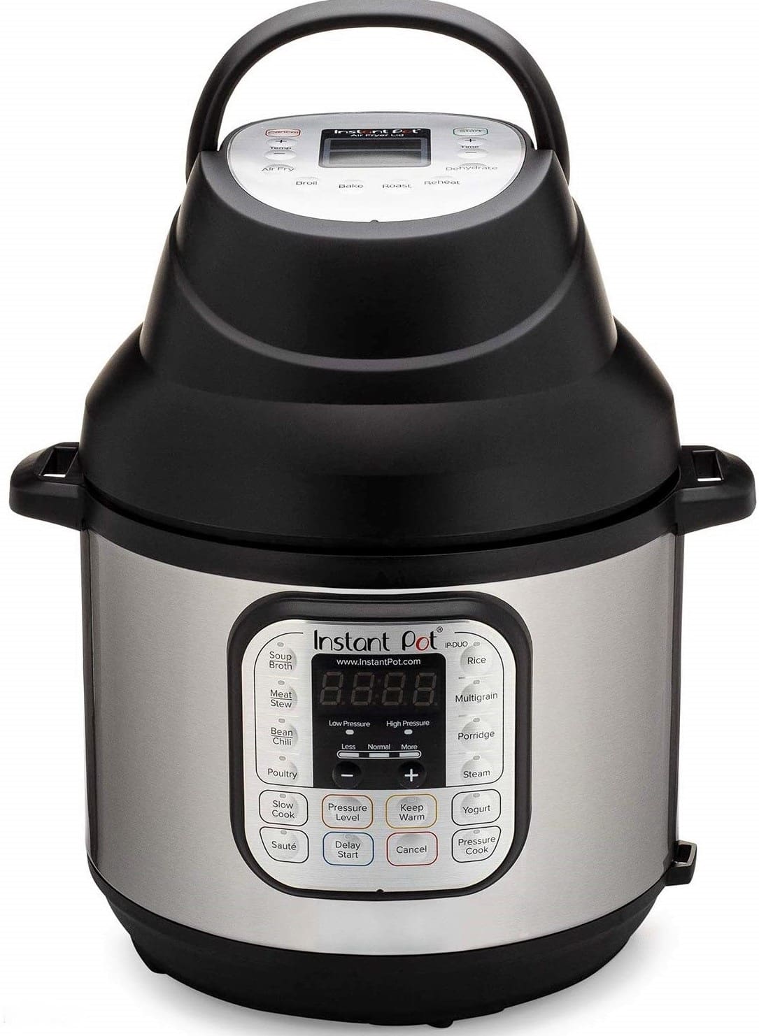 MOOSOO Pressure Cooker 6 QT Air Fryer Lid for Instant Pot 1300W 95% Less Oil & Knob Control Easy To Use With Deluxe Accessory Set Turn Your Electric Pressure Cooker Into Air Frye 