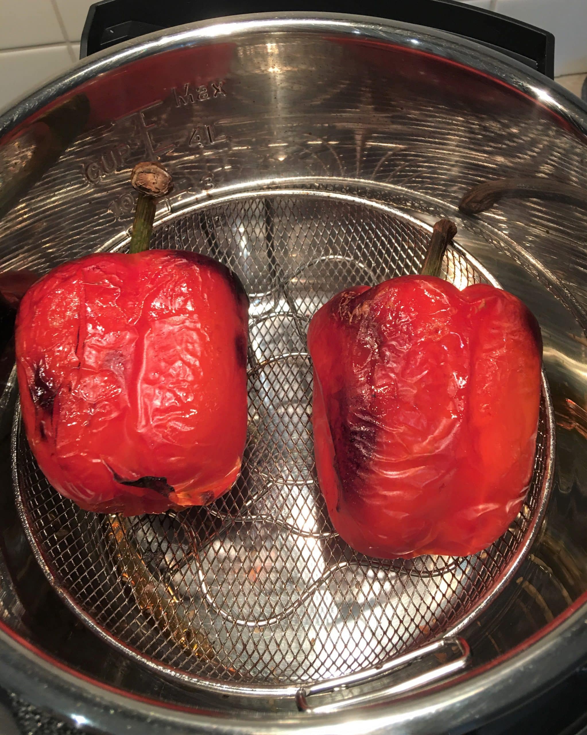 Char Red Peppers Using Crisping Lid