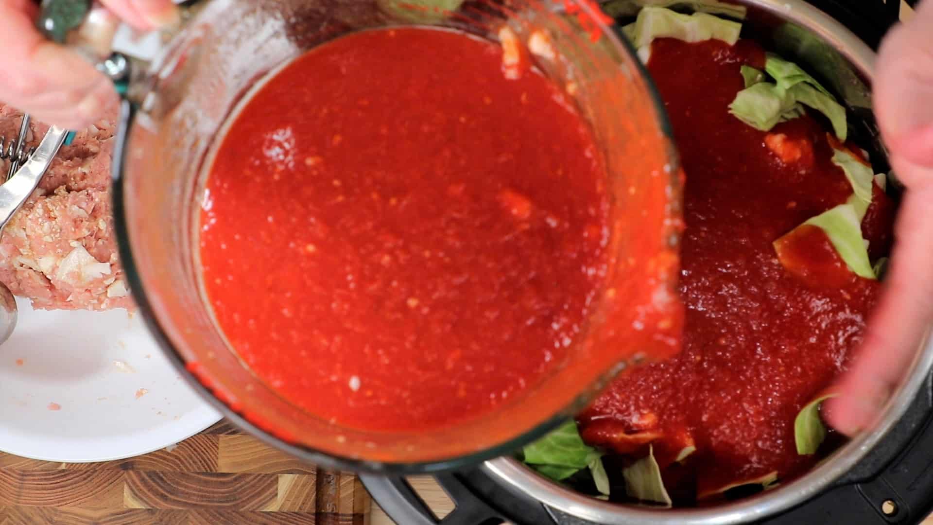 Carefully Pour in Half the Sauce