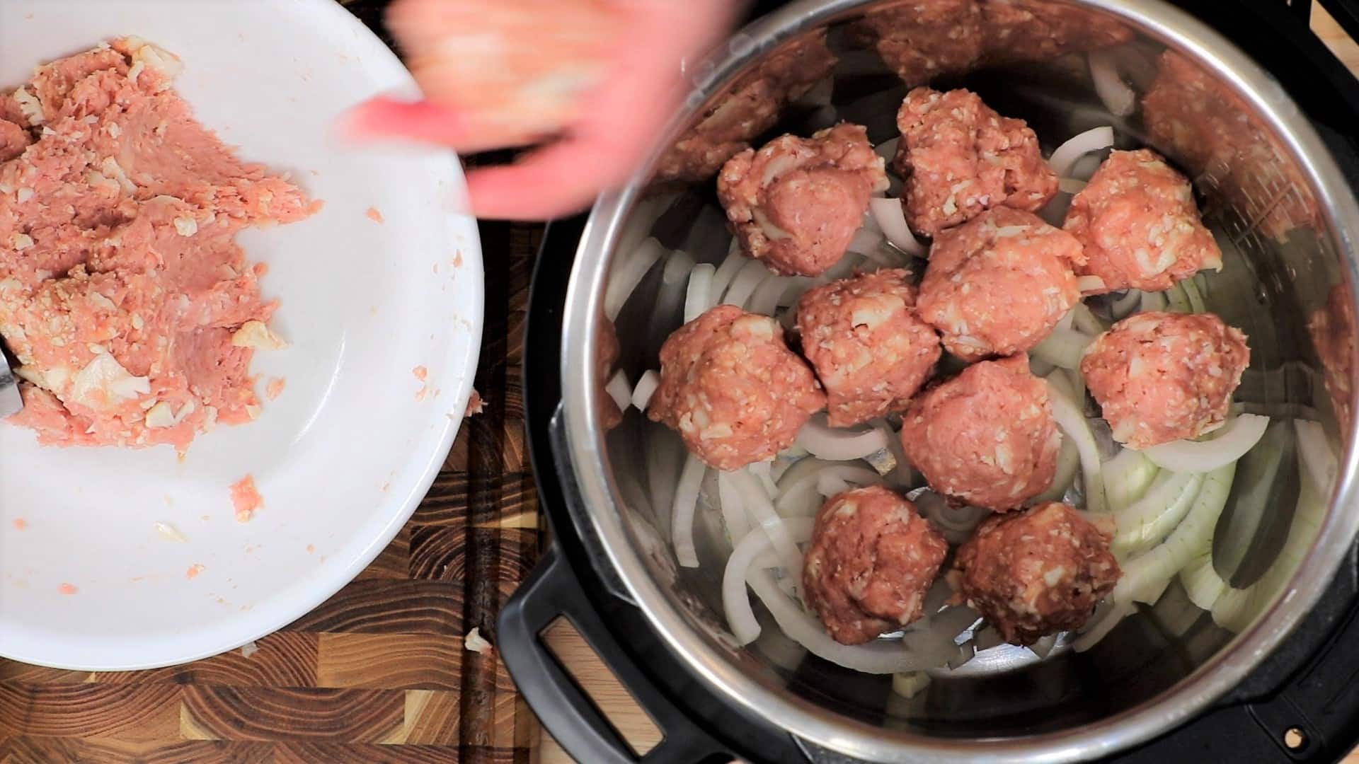 Place Half the Meatballs into Instant Pot